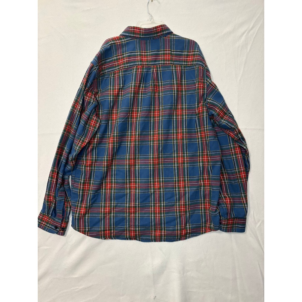 LL Bean Mens Flannel Shirt Large Blue Red Plaid‎ Traditional Fit Cotton 228061 - Picture 4 of 4